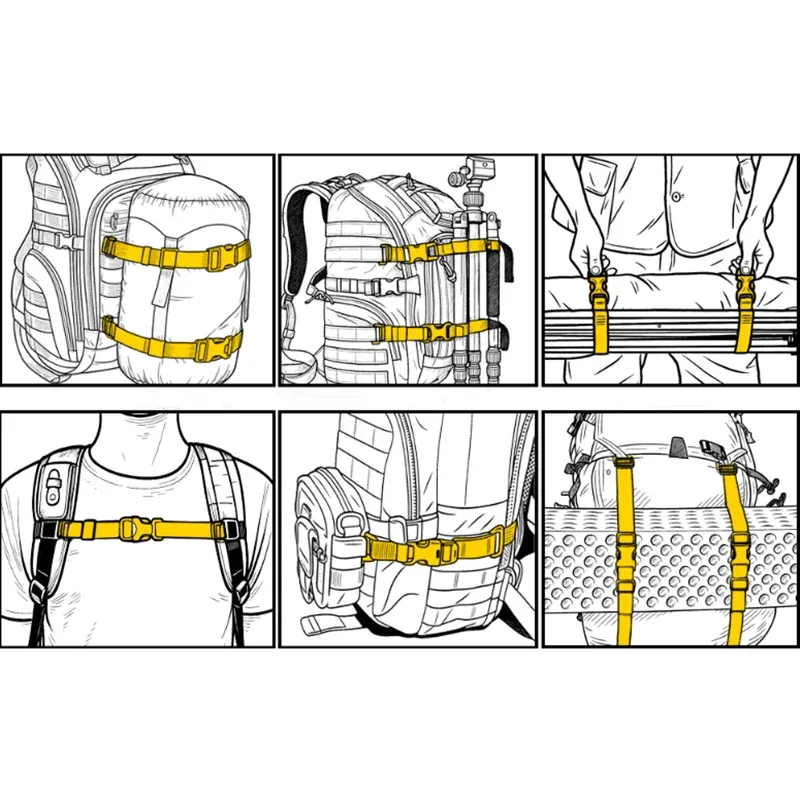 sangles de sac à dos tactiques molle, 2 pièces, sangles de fixation réglables et allongées, sangles à boucle molle, accessoires pour sac à dos d'extérieur