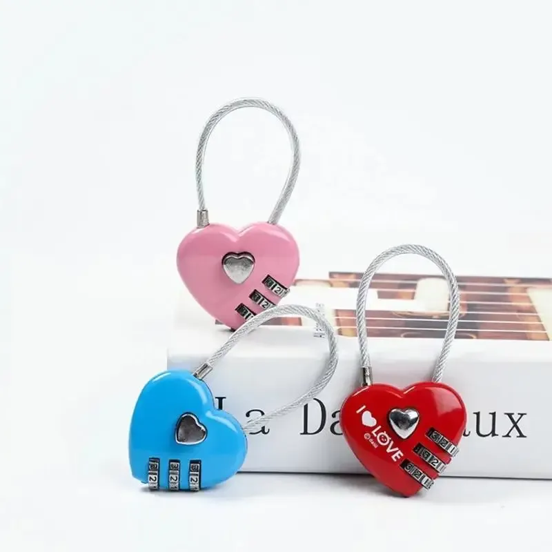 cadenas réinitialisable à 3 chiffres en forme de cœur, cadenas à code pour bagages d'extérieur, cadeau de la saint-valentin