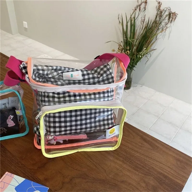 ns style coréen couleur correspondant sac transparent street shot collations en plein air jouets sortir épaule natation sac à dos sac de plage