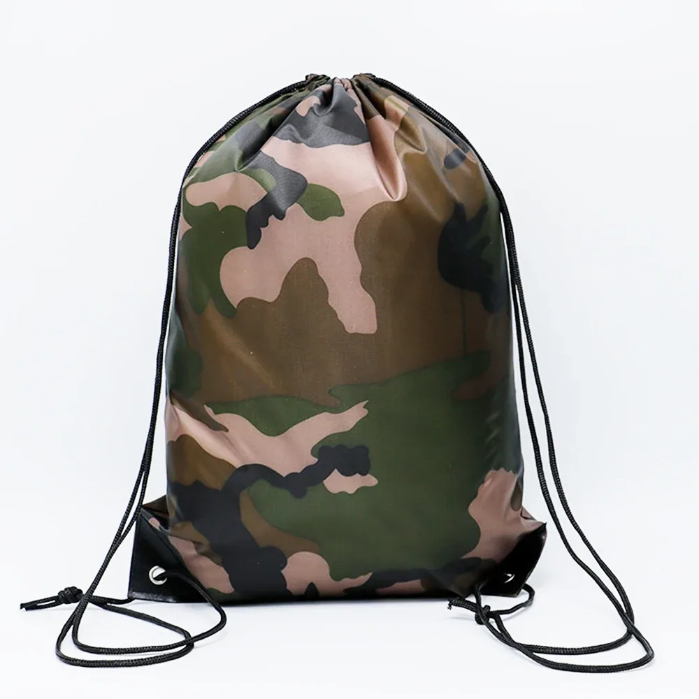 sac à dos de sport unisexe en plein air, rangement de vêtements, sac de voyage de camouflage à cordon de serrage, sac oxford, sac de sport portable