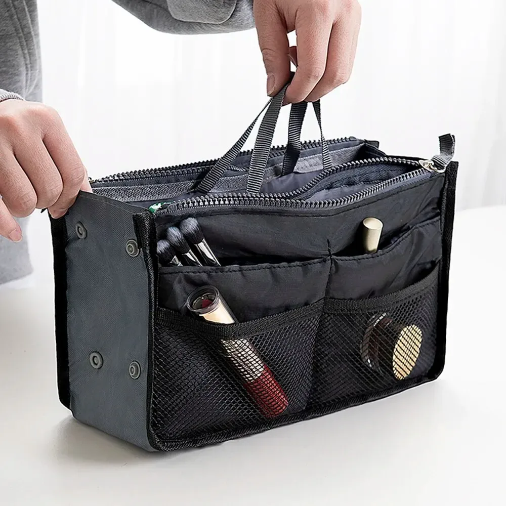 sac de maquillage multifonctionnel de grande capacité, sac de voyage portable à double fermeture éclair, sac de rangement pour articles de toilette, sac pour maman, sac cosmétique multi-poches