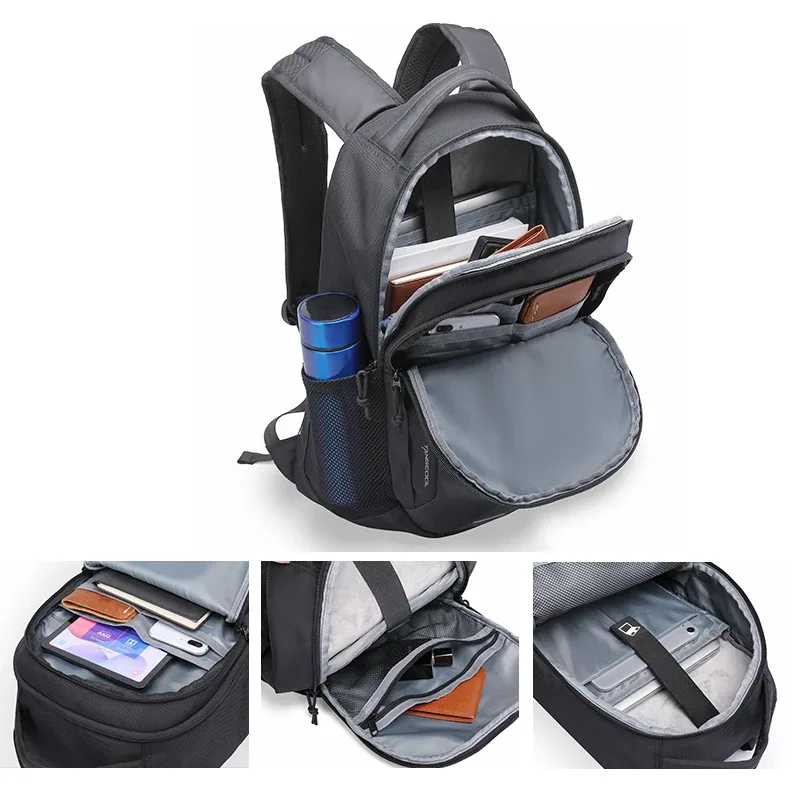 tangcool sac à dos d'affaires étanche pour hommes, sac pour ordinateur portable de 15,6 pouces, sac à dos d'école pour voyage en plein air