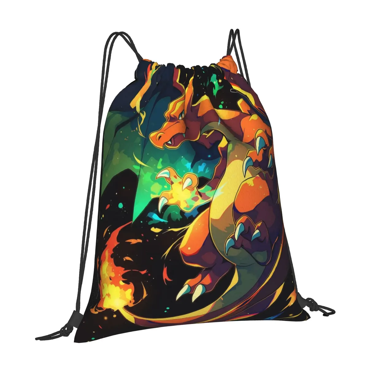 pochette de voyage pokemon charizard kawaii, sacs à cordon, sacs de rangement pour chaussures et vêtements, sac à dos portable multifonction pour adolescents
