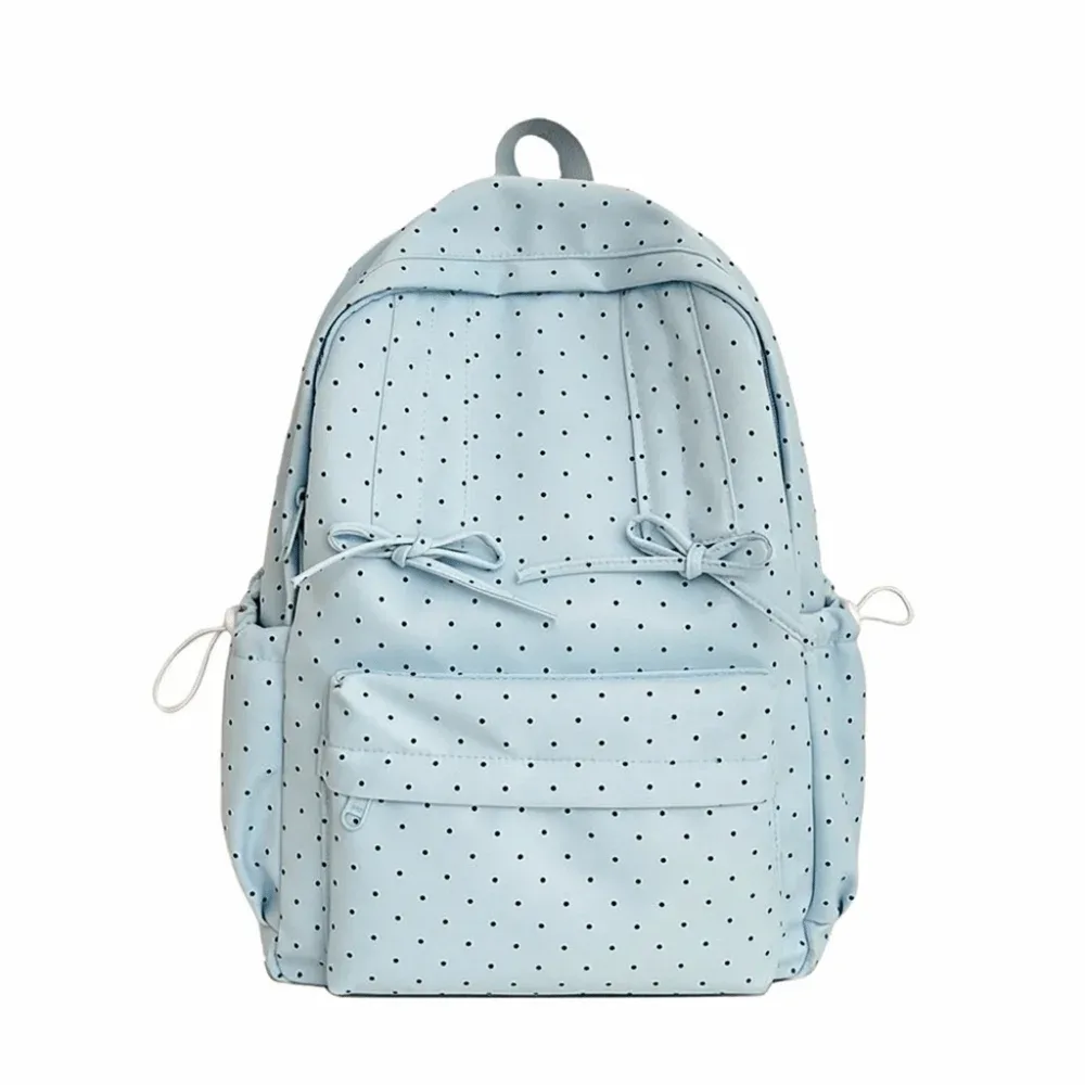 sac à dos mignon à pois avec nœud, grande capacité, minimaliste, léger, durable, pour étudiants, usage quotidien