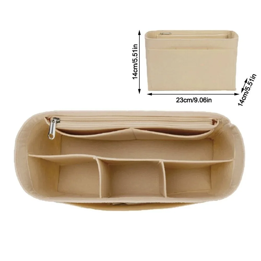 sac d'insertion en feutre multi-poches avec fermeture éclair, organisateur de sac à main grande capacité, sac intérieur pour lv speedy25/30/35/gentlewoman