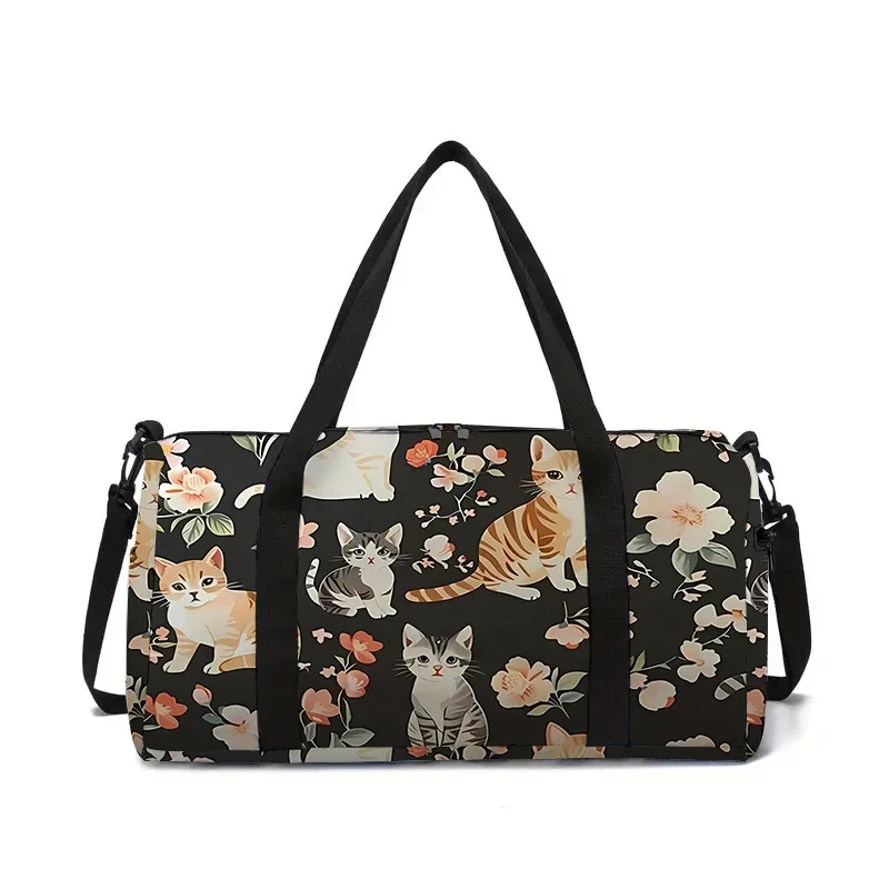 sac de voyage à grande capacité avec tête de chat de dessin animé pour garçons et filles, meilleurs cadeaux, sac de voyage plat 2d de dessin animé, sac à main pour enfants