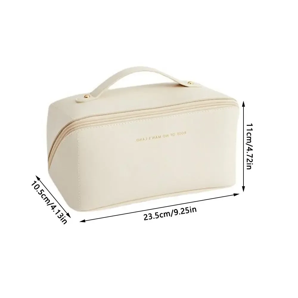 sac à cosmétiques de voyage de maquillage portable de grande capacité, organisateur avec fentes pour brosses, séparateurs, mallette de rangement multifonction