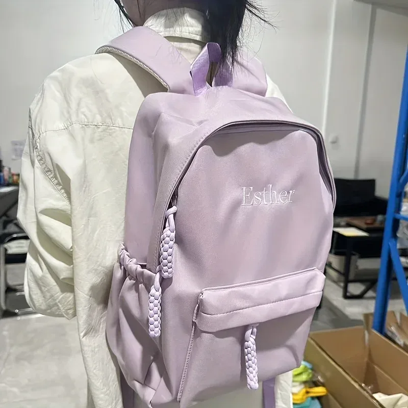 sac à dos pour enfant brodé avec nom personnalisable, grande capacité pour l'école et le cadeau, sac à dos personnalisé pour fille et garçon