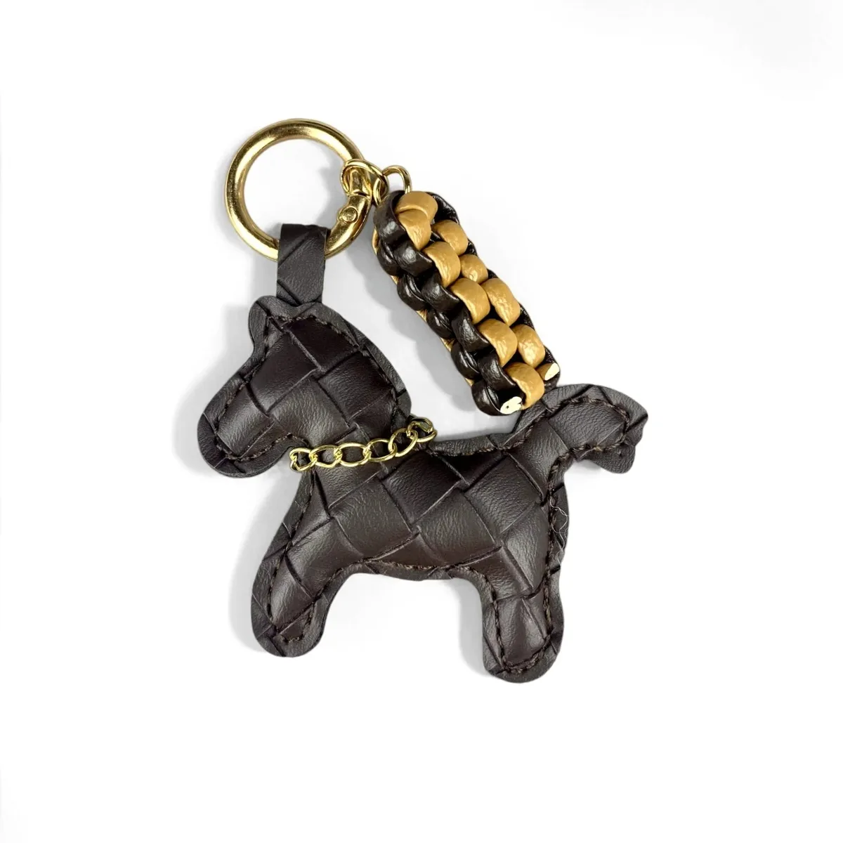 porte-clés mignon en cuir pu et breloque de sac en cuir tressé - breloque de sac mini cheval pour sac à main, sac à dos, clés de voiture - pendentif animal - cadeau