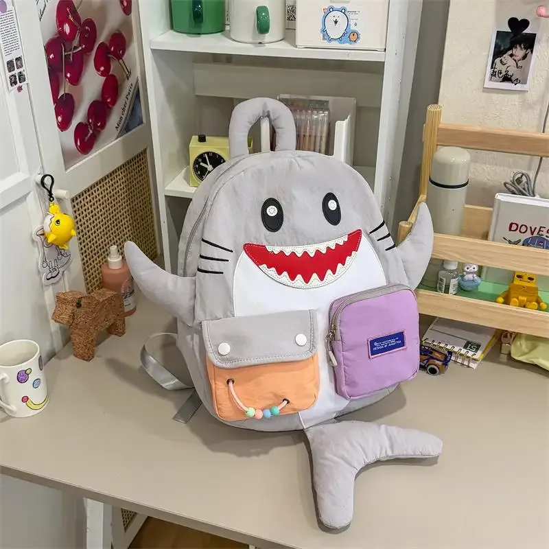 sac à dos fashion shark, grande capacité, sac à dos de voyage, sac d'école pour étudiants, sac à dos décontracté, sac multi-poches pour les trajets quotidiens, unisexe, sportif