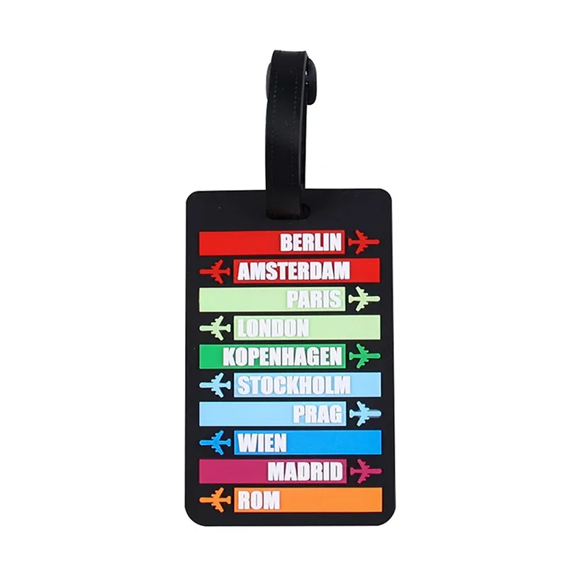 étiquette de bagage en silicone, nom du pays, valise, lettres de mode, porte-adresse, étiquette de bagage, identifiant, accessoires de voyage