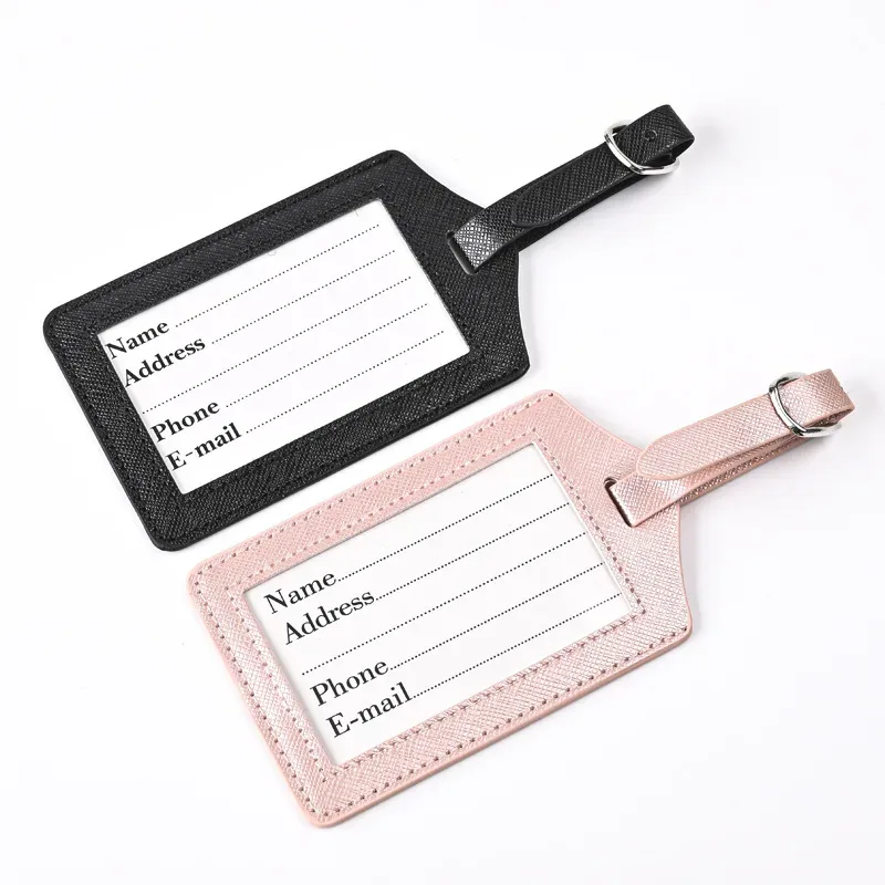 saffiano-ensemble d'étiquette de bagage en cuir pu, lettres personnalisées, couverture de passeport de voyage, porte-billet, accessoires de voyage à la mode