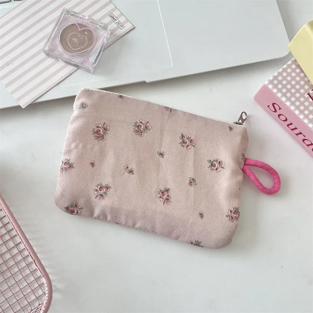 petit plaid voyage cosmétique rouge à lèvres clé carte câble de données sac de rangement portable femmes maquillage sacs à main portefeuille pochette sacs organisateur