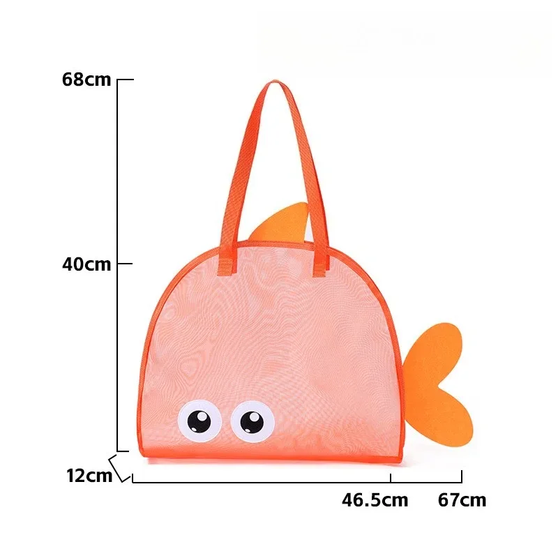 sac de plage en maille en forme de poisson pour enfants, sac de rangement léger pour jouets, sac à main portable pour enfants, organisateur d'été pour la plage et la piscine en extérieur
