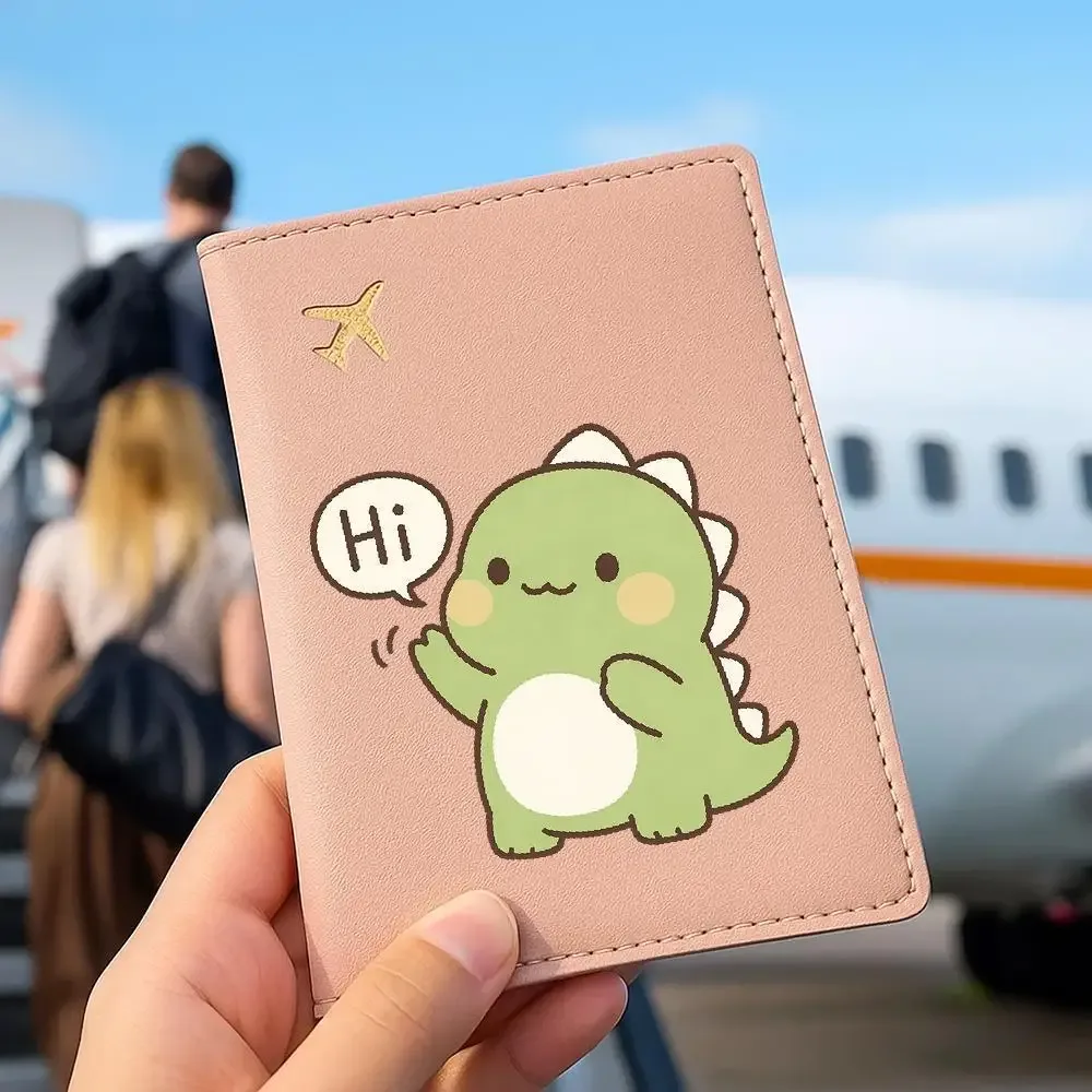 porte-passeport imprimé dinosaure mignon, portefeuille de voyage élégant, joli cadeau d'anniversaire pour femmes