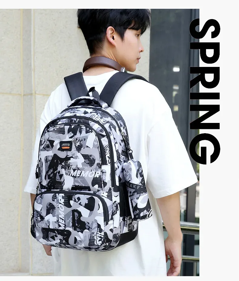 sacs à dos d'école imprimés camouflage pour adolescents et adolescentes, sac à dos de grande capacité pour hommes, sac pour ordinateur, sacs d'école pour étudiants