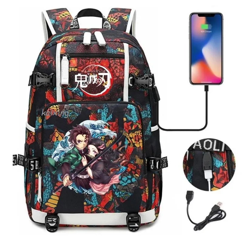 sac à dos hot kamado nezuko demon slayer camouflage, grande capacité, pour adolescents, sacs d'école pour ordinateur portable, léger, pour voyage en plein air, randonnée