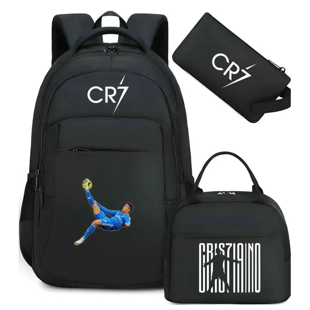 sac à dos pour ordinateur portable cr7, pour femmes et hommes, sacs à dos décontractés pour le sport et le football, sac à dos oxford pour femmes, sac d'école pour hommes, sac de voyage, mochilas 3 pièces