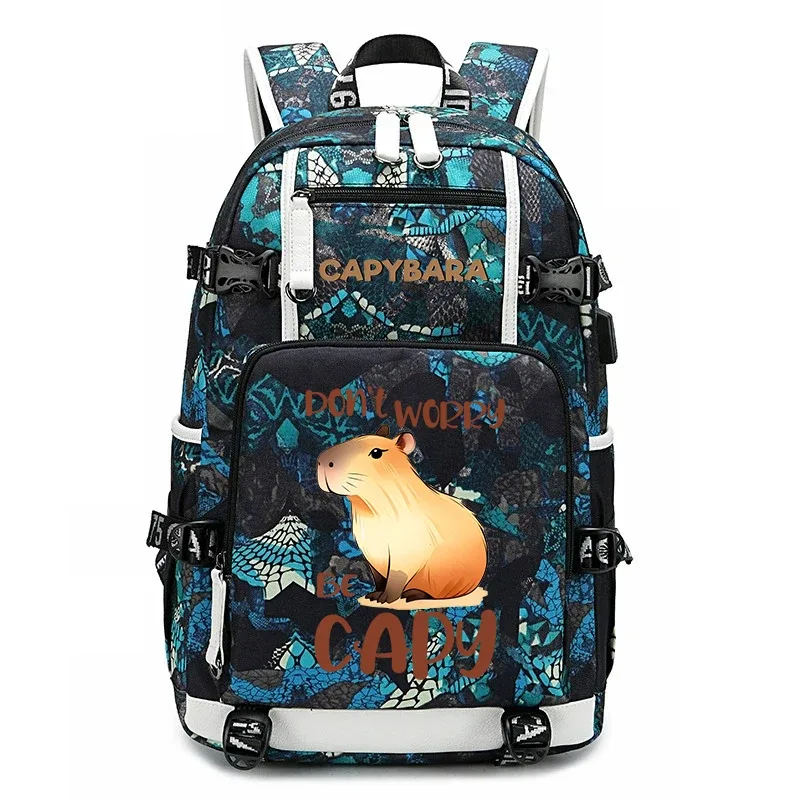 sac à dos d'étudiant à grande capacité avec imprimé de capybara, pour garçons et filles, sac de voyage décontracté, sac d'école léger et durable, utilisation quotidienne