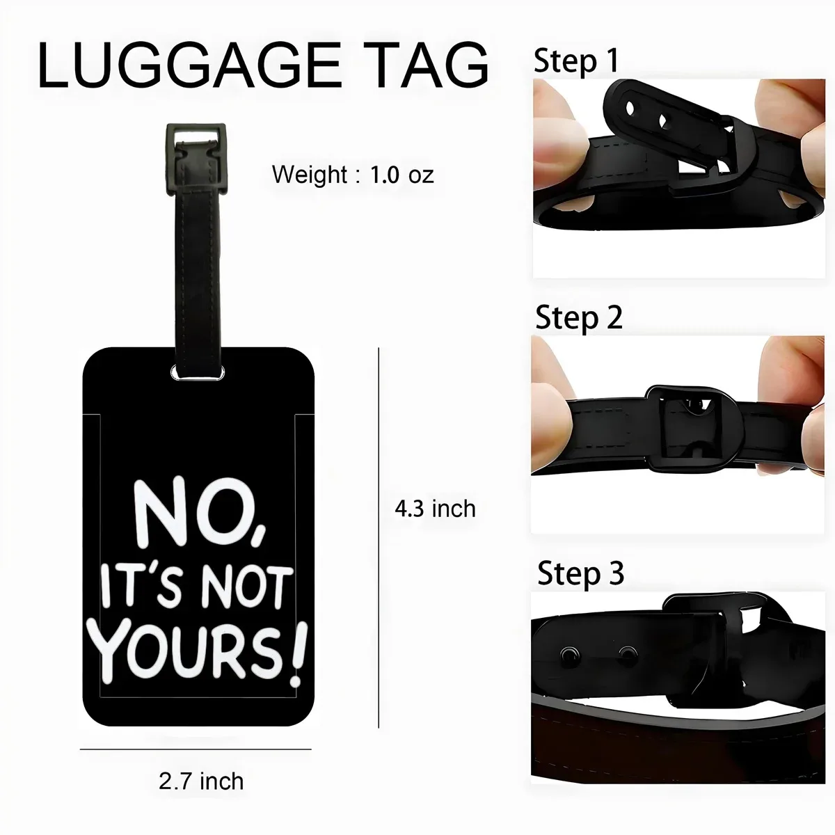 étiquette de bagage « non, ce n'est pas ton sac » – étiquette d'adresse pour valise – clip d'identification pour bagage d'embarquement avec nom et adresse