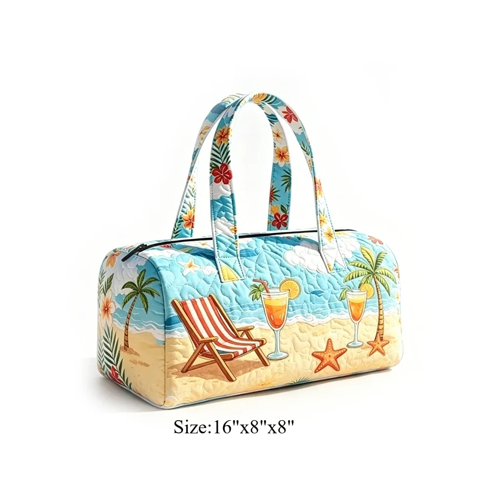 sac de voyage matelassé, sac de week-end, motif floral tropical chat mignon, bagage à main léger pour la plage, les vacances, les fêtes et le sport