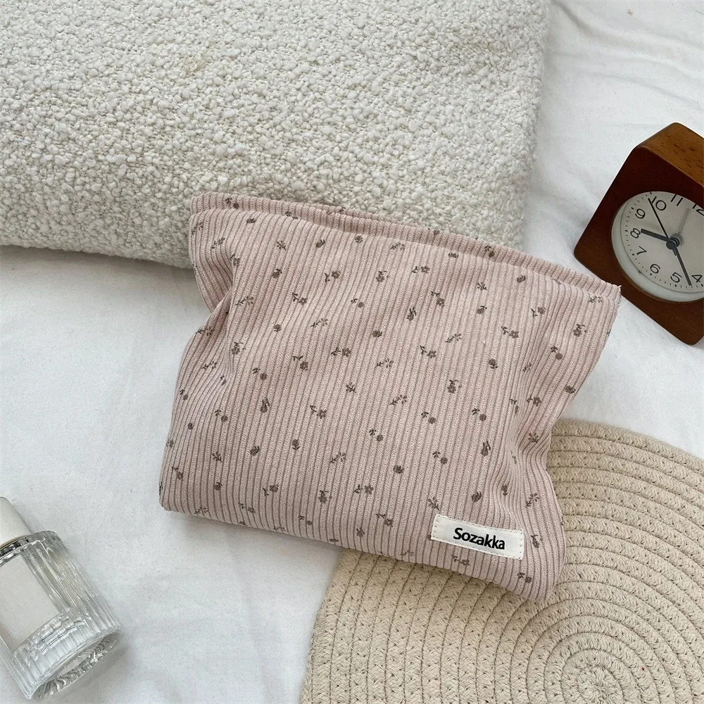 sac de voyage en velours côtelé pour cosmétiques, sac de rangement portable pour maquillage, pochettes pour femmes, grande capacité, organisateur de maquillage à fermeture éclair, pochette de rangement
