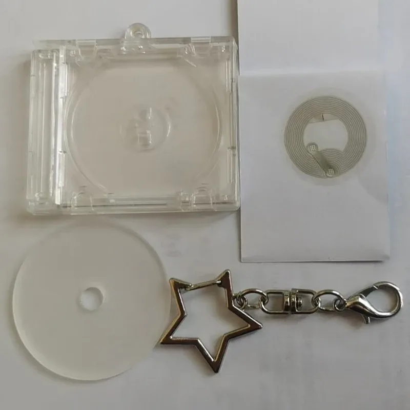 1 pièce Mini porte-clés avec fonction NFC, en forme de boîtier de CD, accessoire de sac à dos DIY, pour album commémoratif d'idoles