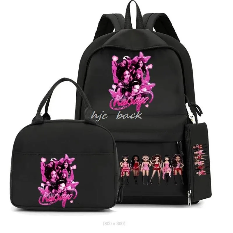 hot katseye drôle impression sacs à dos 3 pièces ensemble femmes ordinateur portable en nylon sacs d'école pour adolescentes garçons kawaii étudiants enfants