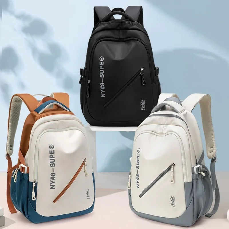 sac à dos de voyage en toile léger et simple de grande capacité, sac à dos décontracté en nylon imperméable, sac à dos pour ordinateur portable 15/16 pouces