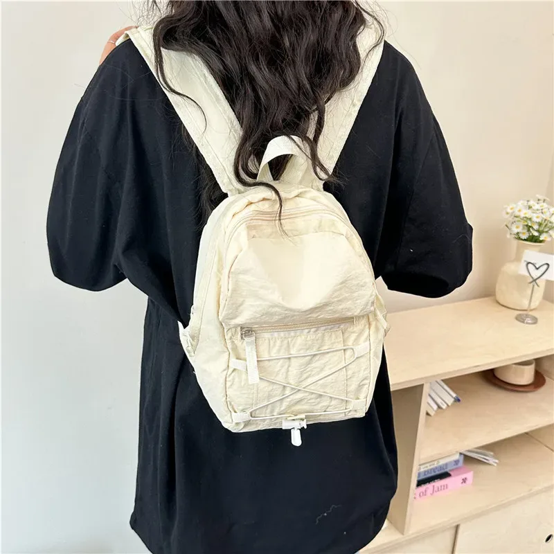 Sac à dos décontracté à cordon de serrage, unisexe, léger, pour voyage, sport de plein air, style japonais, mini sac à dos tendance