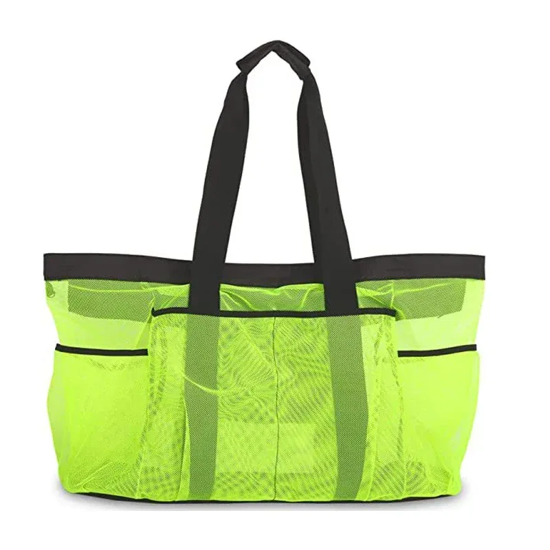 sac de plage extra large en maille avec fermeture éclair et poche, idéal pour les croisières en famille ou les vacances à la plage | sac de rangement pour articles de voyage