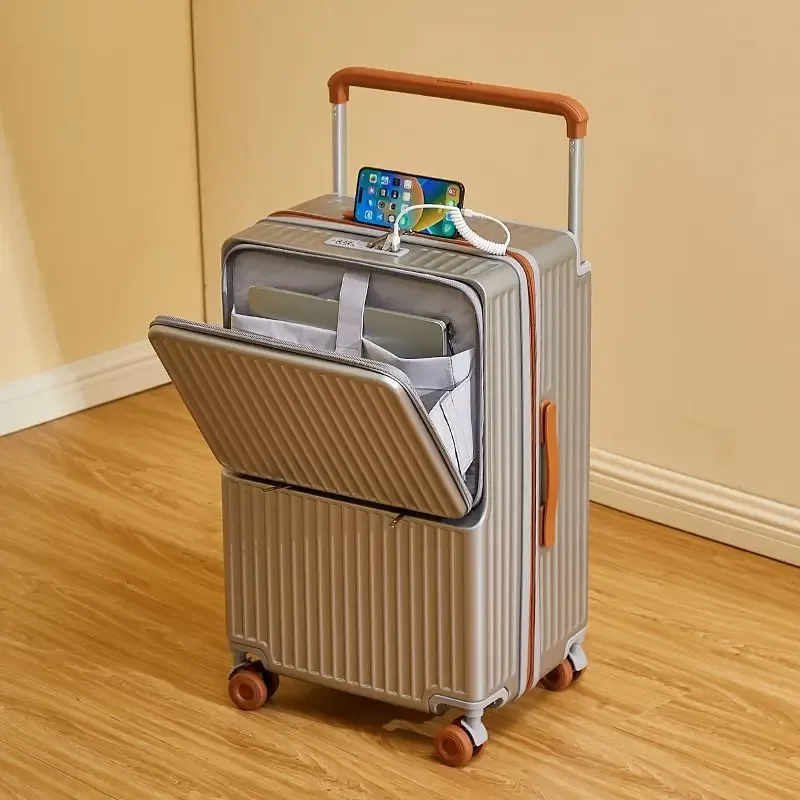 nouveau bagage à biellette large ouverture avant sac pour ordinateur portable valises de voyage multifonctions sac de cabine de 20 pouces boîtier de chariot de grande taille