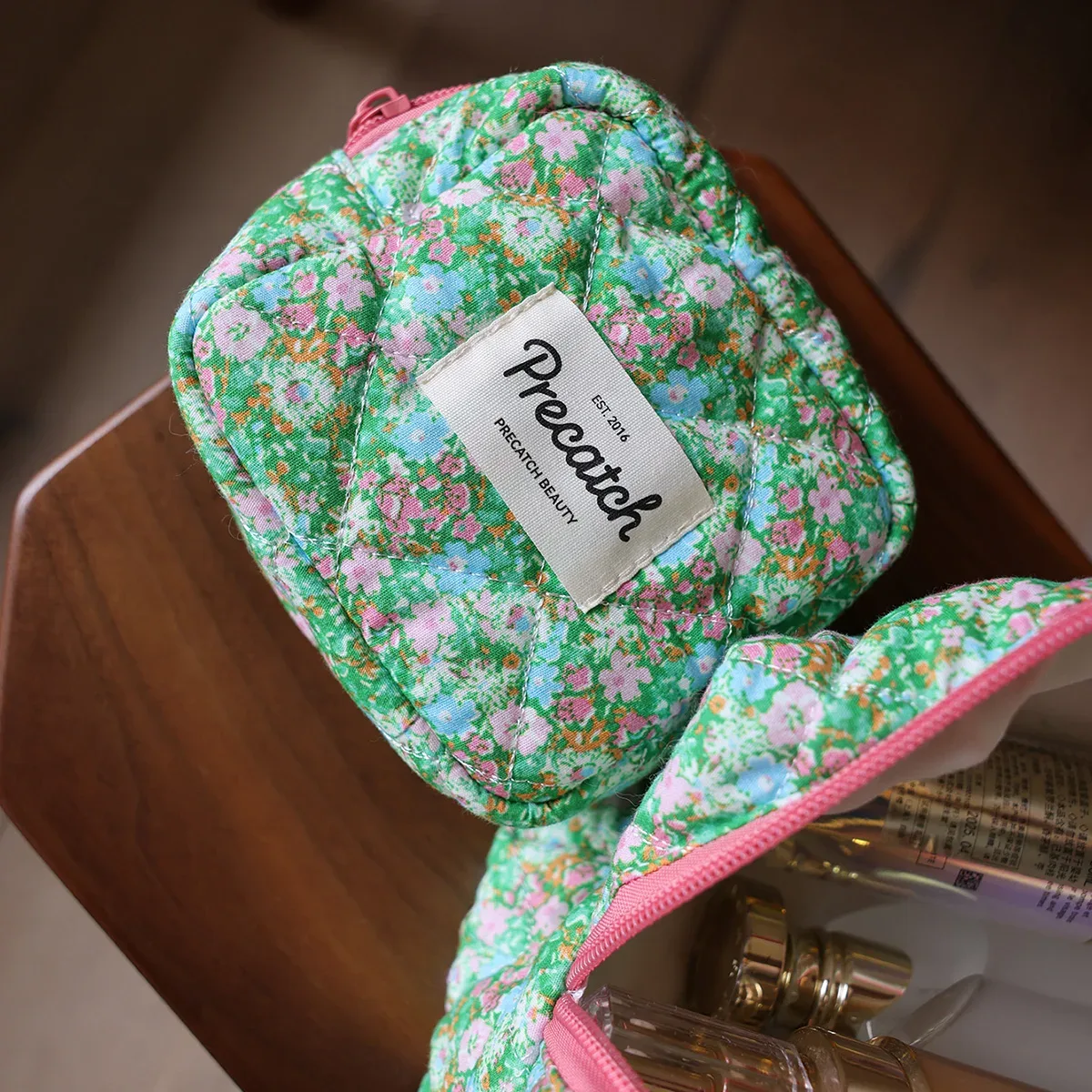 Petit sac de maquillage à fleurs, sac de rangement Portable de Style frais, sac de teinture pour plantes et fleurs, étui pour serviettes hygiéniques pour jeunes filles et étudiantes