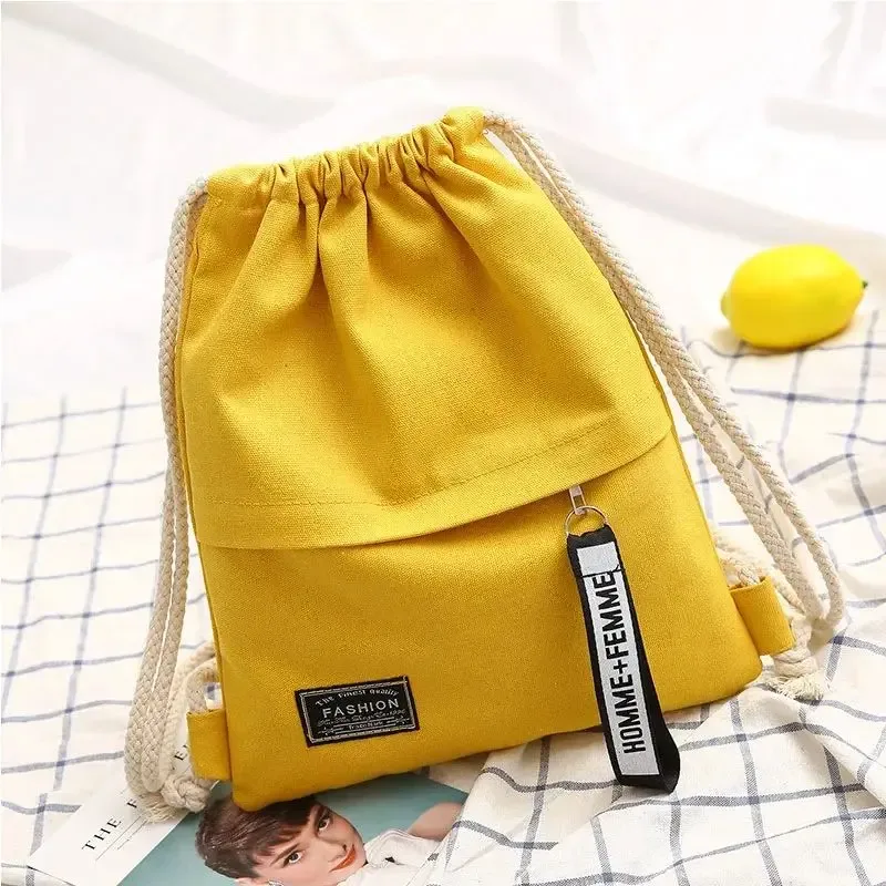 Sac à dos en toile à cordon de serrage, sac à dos à double épaule, poche à cordon, sac à dos décontracté portable pour femmes et hommes, sac à dos de voyage, 1 pièce