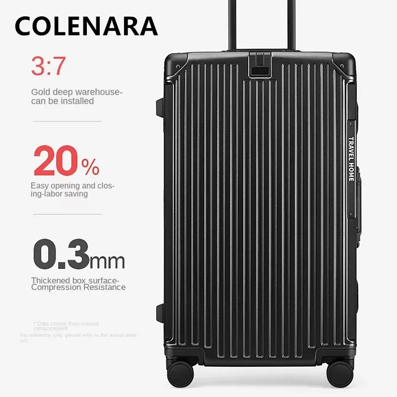 colenara valise de haute qualité cadre en aluminium grande capacité boîtier de chariot chariot sac de voyage 24 "26" 28 "30 pouces bagages roulants