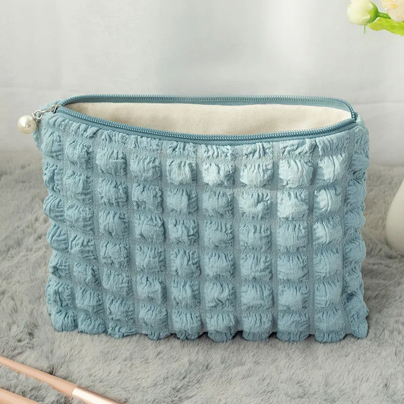 poudres de maquillage souples portables pour dames et filles, fermeture éclair, populaire, boho, réutilisable, capacité de gril à bulles, sac cosmétique, évaluation de voyage