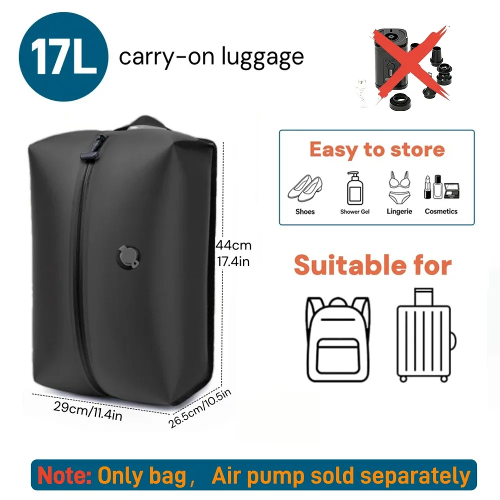 ensemble de cubes de rangement de voyage 17l 34l, sacs de compression sous vide tpu ip67, pompe électrique 1200mah usb, organisateur, économiseur d'espace, sac anti-humidité