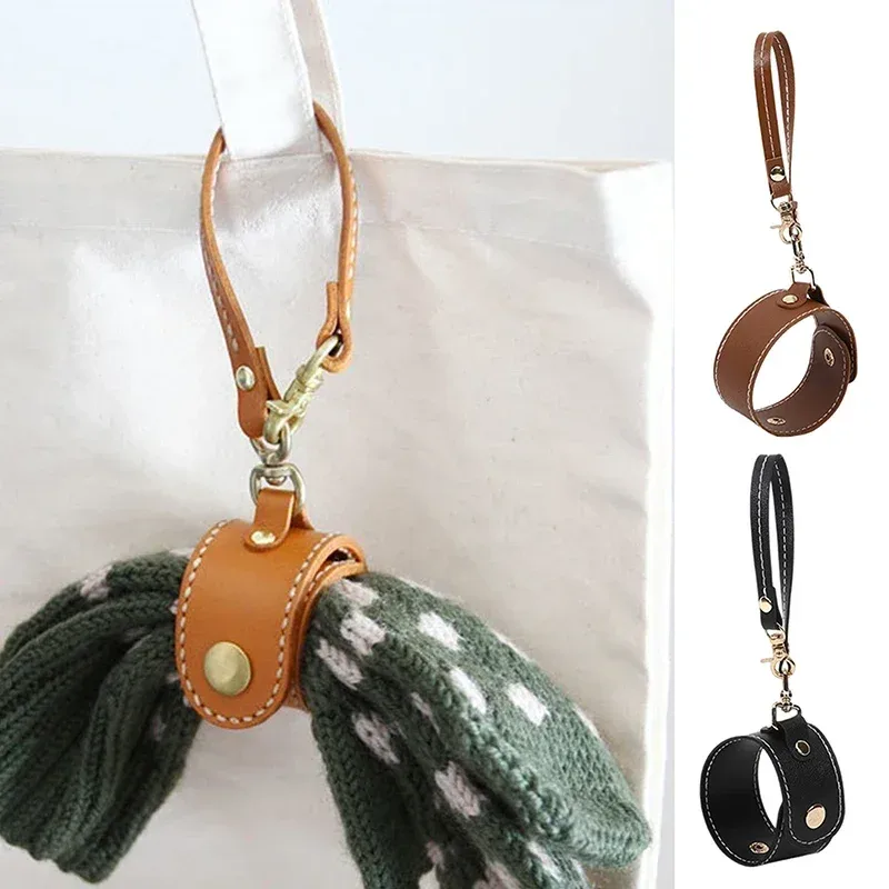 porte-gant et écharpe en cuir pu, multifonctionnel, tendance, sangle, voyage en plein air, randonnée, escalade, sac à dos, clip de chapeau, clip de rangement pour serviettes