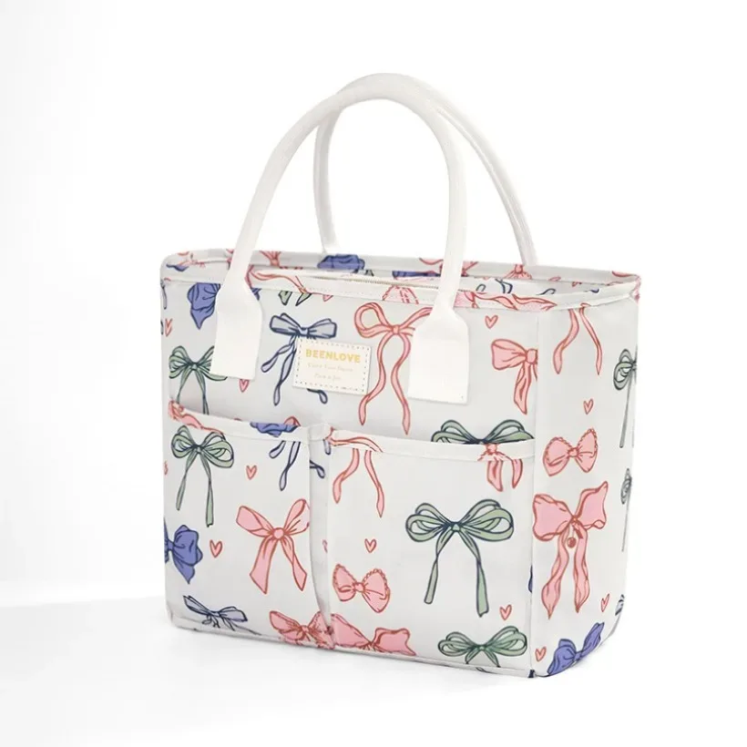 sac de boîte à déjeuner isolé étanche, fourre-tout multi-poches, sac de rangement des aliments imprimé léopard/arc pour le travail et l'école