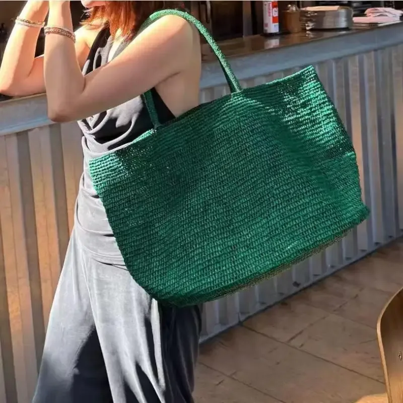 grand sac fourre-tout en rotin tressé à la main 2026 pour femme, sac à main en paille naturelle, sacs à bandoulière de luxe, sac à main d'été