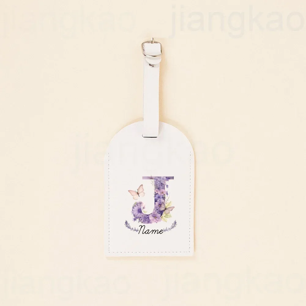 étiquette de bagage personnalisée en pu, lettre florale avec nom, étiquette de valise, accessoire de voyage, cadeau d'anniversaire de mariage pour elle