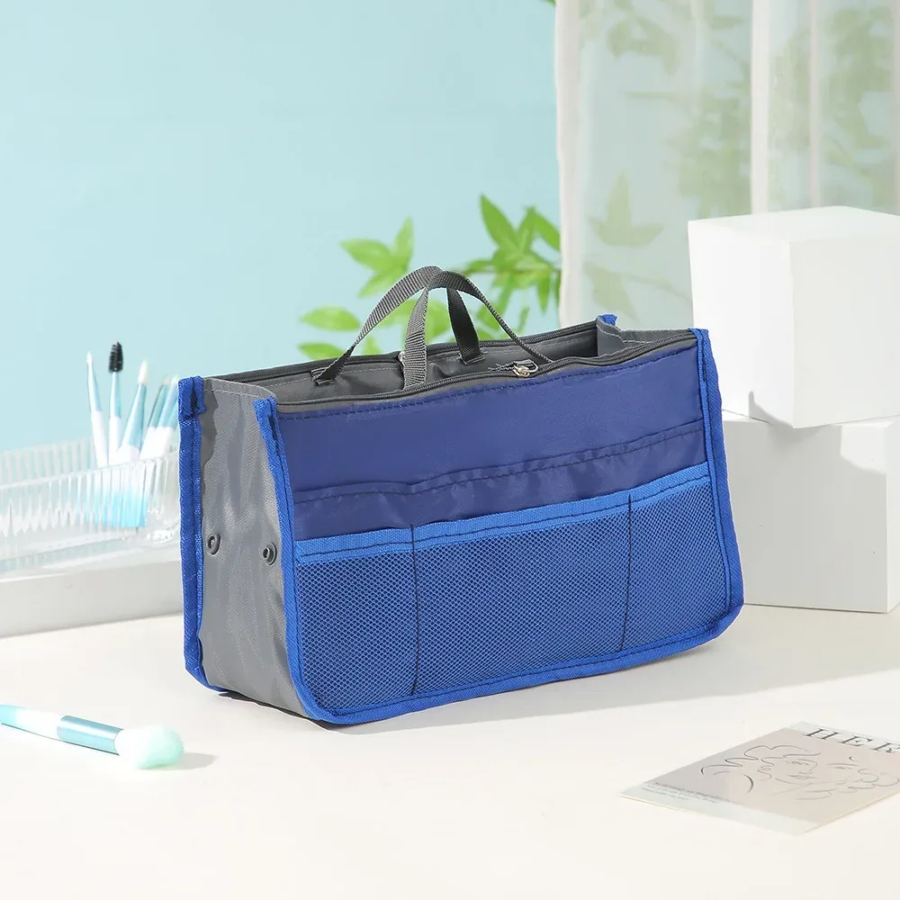 trousse de maquillage multifonctionnelle de grande capacité, sac de rangement portable à double fermeture éclair pour articles de toilette, sac de rangement de voyage pour maman, cosmétiques multi-poches