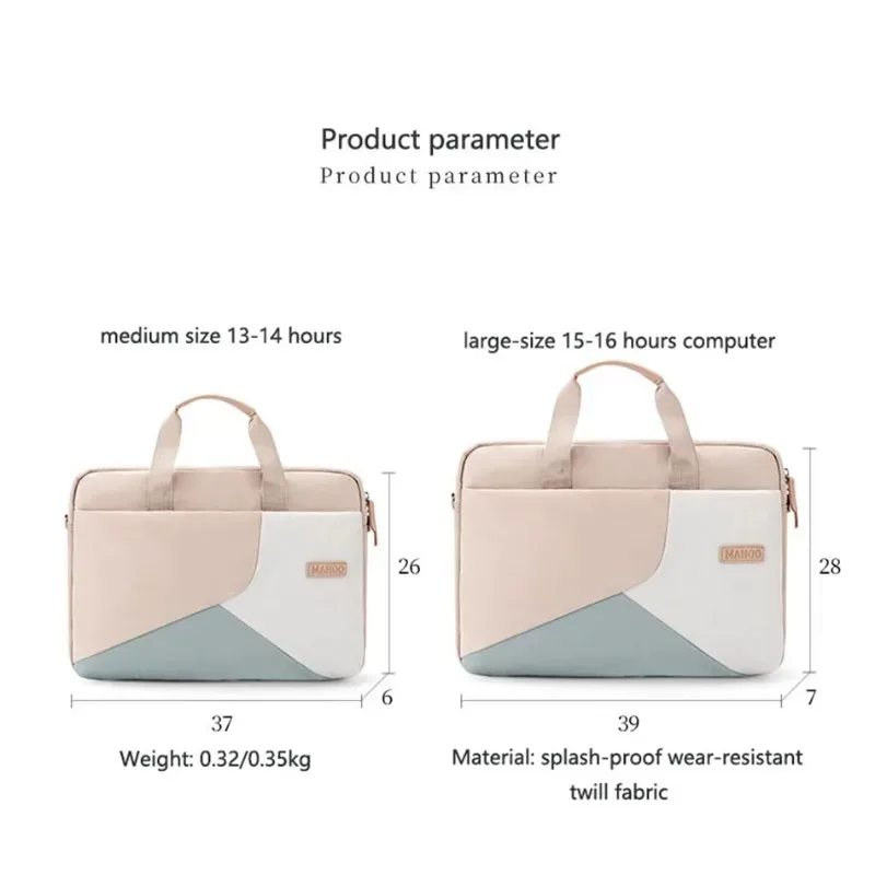 sac pour ordinateur portable 2026 compatible avec apple huawei macbook 13, 14 et 15,6 pouces, sac pour femme à blocs de couleur, résistant aux chocs