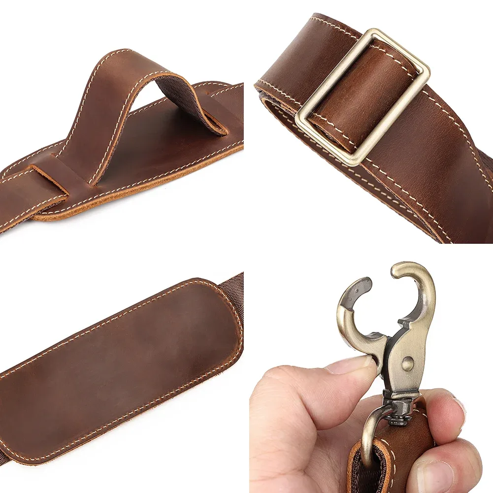 sangles réglables en cuir vintage de 127 cm de long pour sacoche homme, accessoire de remplacement pour sac bandoulière ou sac messager.