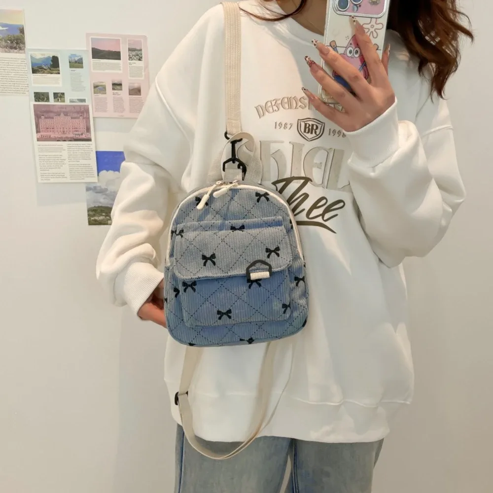 mini sac à dos imprimé nœud papillon mignon, sac à bandoulière, sac de rangement cosmétique de voyage, sacs à livres coréens pour étudiants, sac à dos décontracté 2026