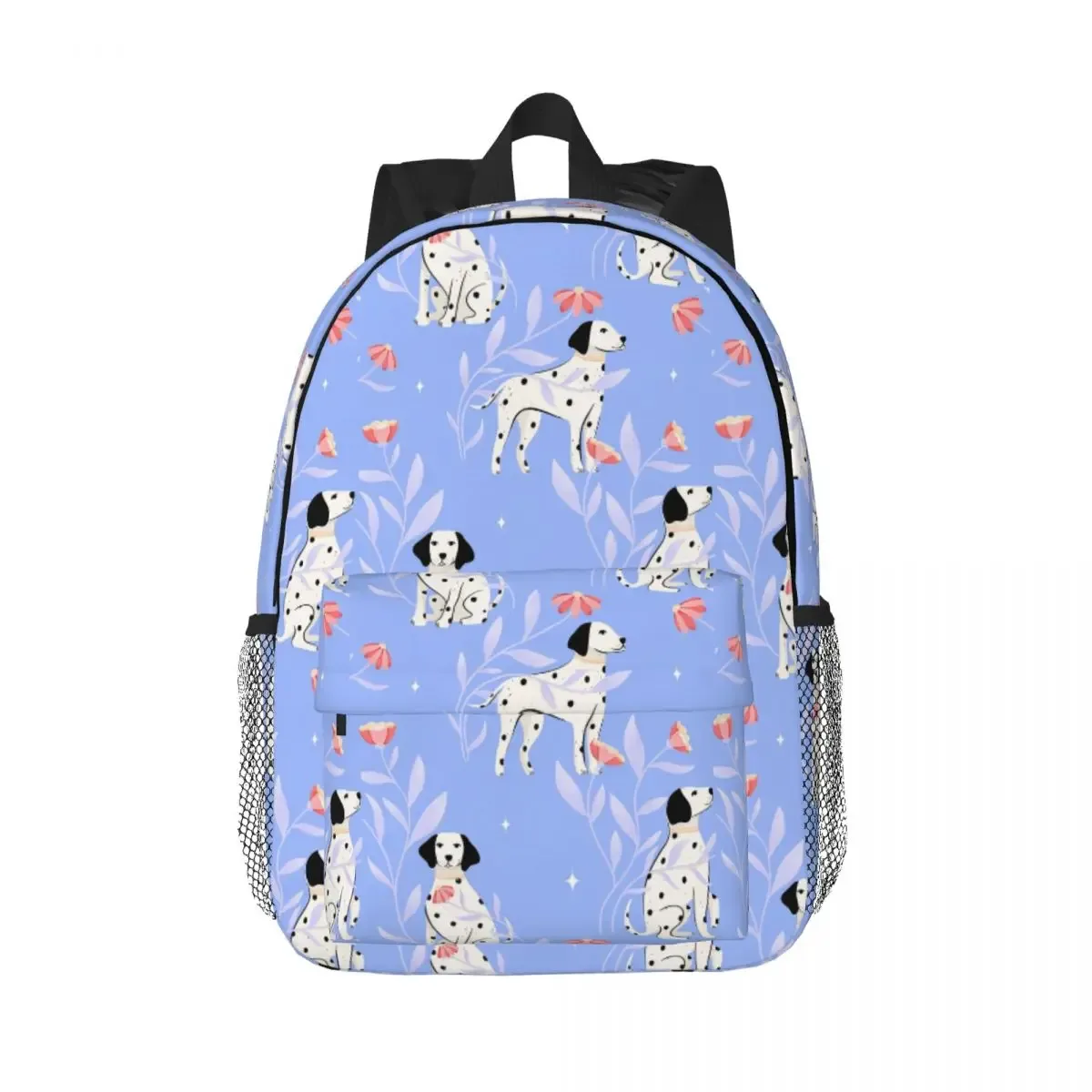 sac à dos avec motif de chien dalmatien et de fleurs, sac à dos de grande capacité pour garçons et filles, sac à bandoulière pour enfants, sac d'école
