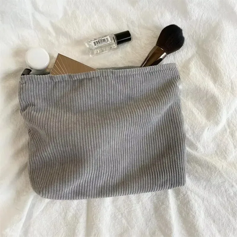 sac à cosmétiques de voyage en velours côtelé, sac de rangement de maquillage portable, sacs à main pour femmes, grande capacité, fermeture éclair, organisateur de maquillage, pochette de rangement