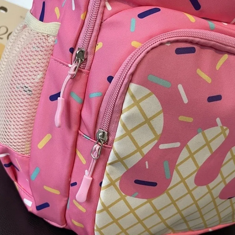 ensemble de sacs à dos en tissu oxford imprimé crème glacée avec trousse à crayons, sac à dos de grande capacité assorti à un sac bandoulière et un sac fourre-tout.
