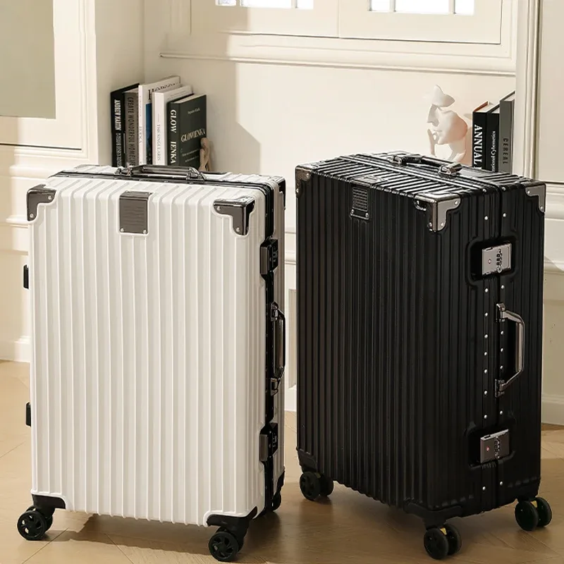 Valise cadre en aluminium 20 pouces boîtier de chariot de transport roues universelles amovibles 22-30 pouces valises de voyage de grande capacité