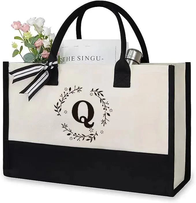 sac fourre-tout en toile lettre anniversaire cadeau de mariage personnalisé boutique logo d'affaires mode grande capacité sac à provisions bolsos 2025